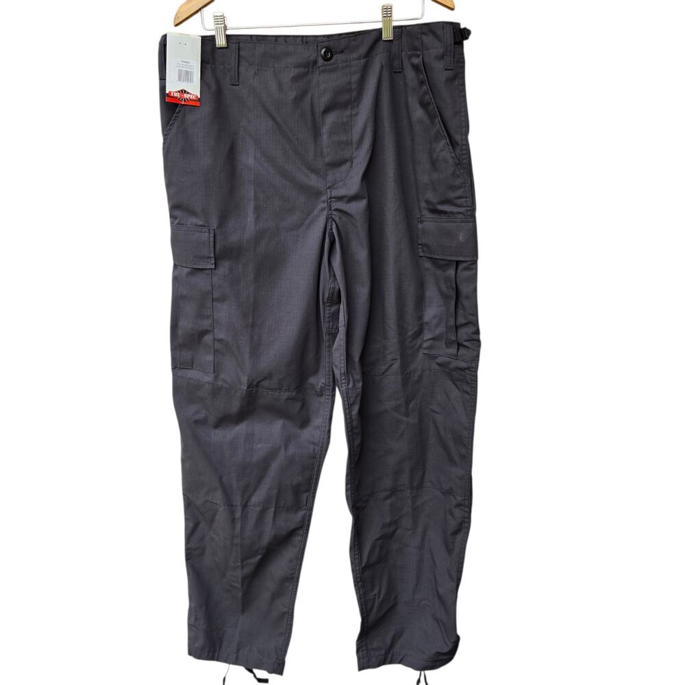 Tru-Spec Tactical Pants Rip-Stop Gray Cargo Buton Fly Mens Size L Reg NEW